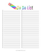 Printable Rainbow Pencil To Do List