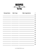 Printable Recipes To Make Checklist