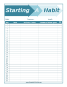 Printable Start a Habit List