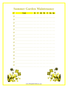 Printable Summer Garden Maintenance