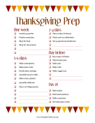 Printable Thanksgiving Prep List