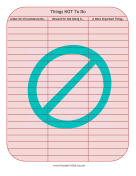 Printable Things Not To Do List