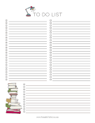 Printable To Do List With Book Pile