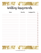 Printable Wedding Assignments
