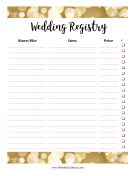 Printable Wedding Registry