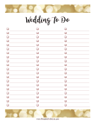 Printable Wedding To Do Blank