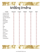 Printable Wedding Vendors Checklist