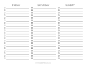 Printable Weekend Checklist Horizontal