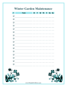 Printable Winter Garden Maintenance