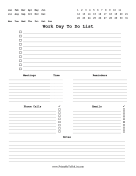 Printable Work Day To Do List